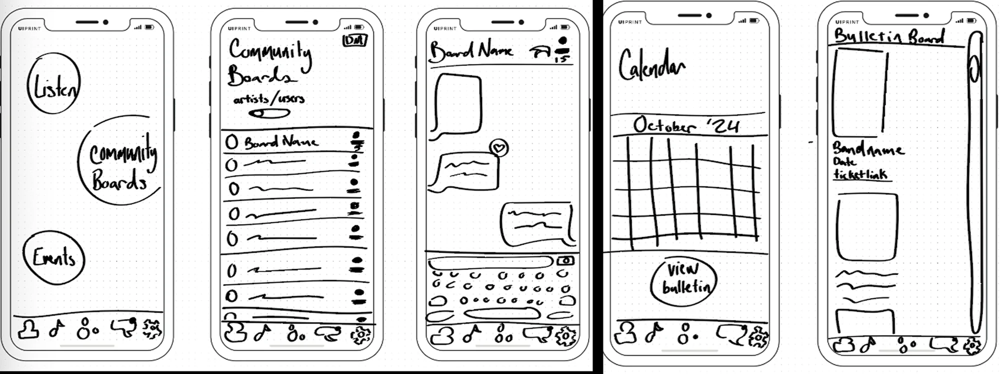 Paper sketches of Petri screens, set 1
